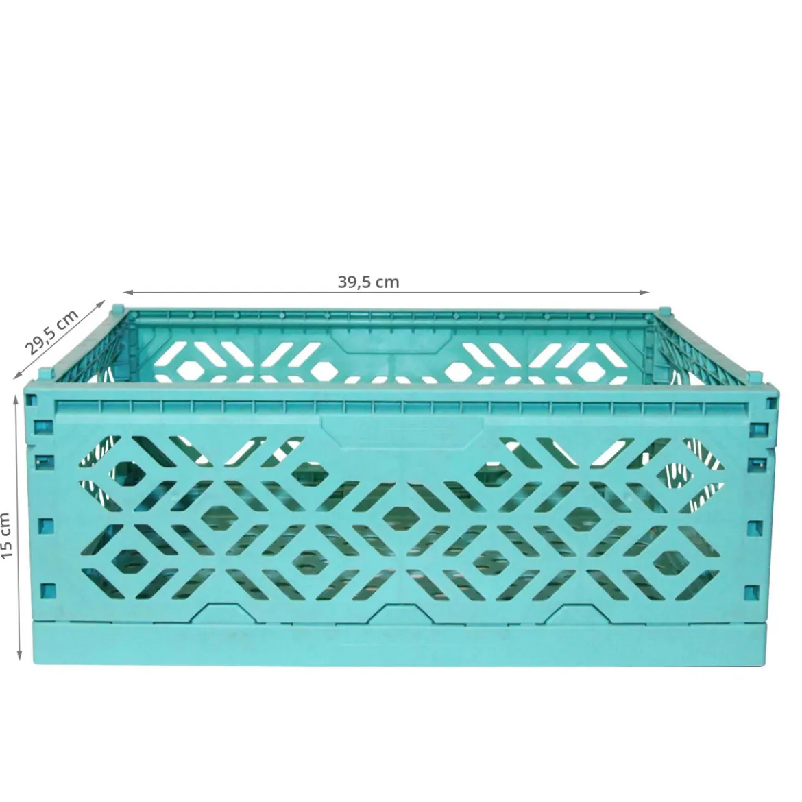 Cagette en plastique turquoise empilable et pliable