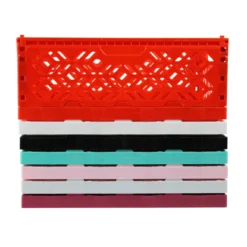 Cagette en plastique turquoise empilable et pliable
