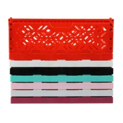Cagette en plastique turquoise empilable et pliable