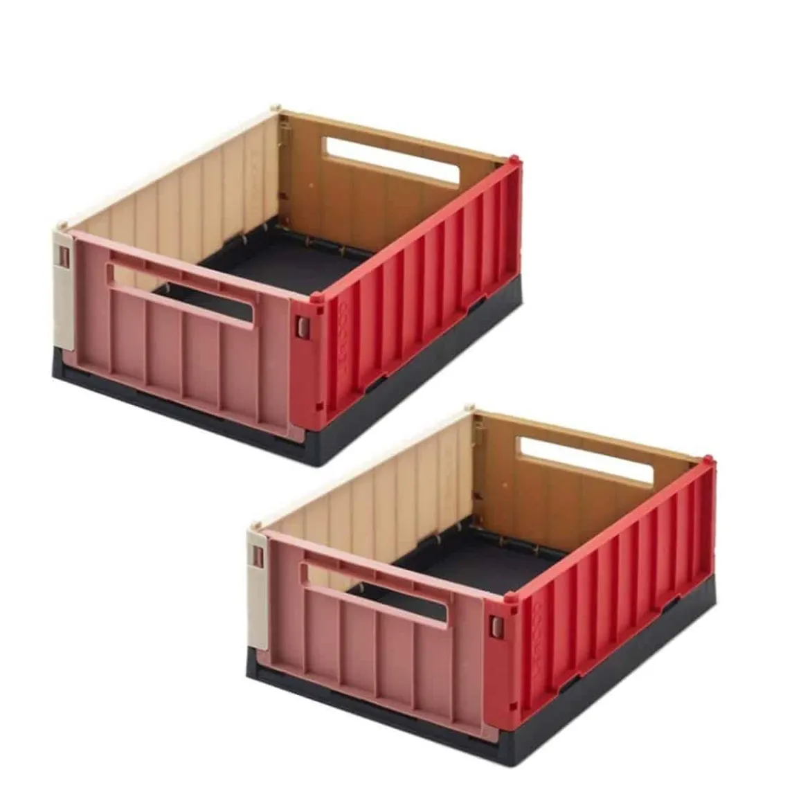 2 cagettes pliables en plastique multicolore S