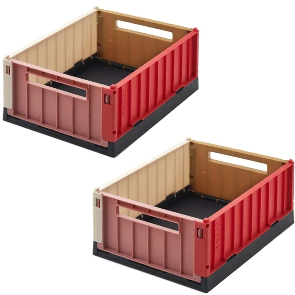 2 cagettes pliables en plastique multicolore M