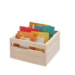 Caisse de rangement carrée en bois de Paulownia M