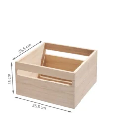 Caisse de rangement carrée en bois de Paulownia M
