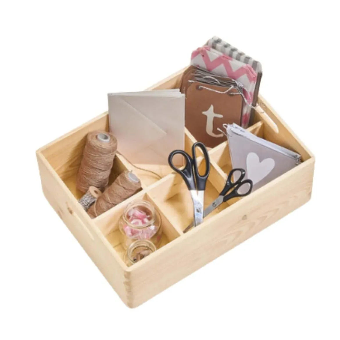 Caisse de rangement en bois à compartiments taille M