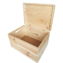 Caisse de rangement en pin FSC avec couvercle L