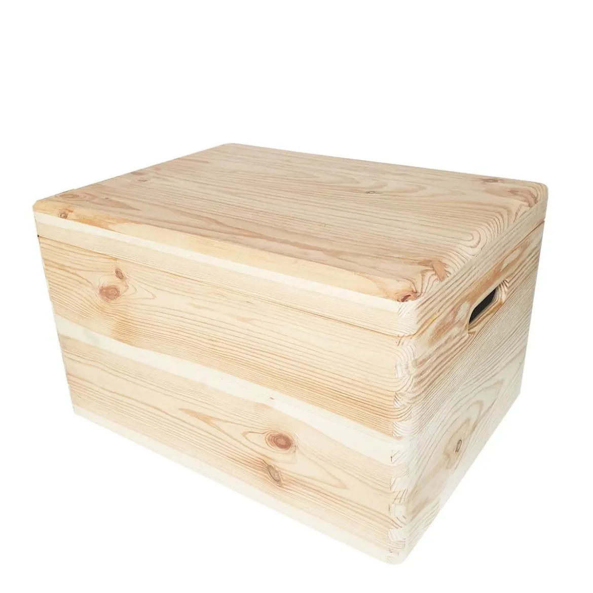 Caisse de rangement en pin FSC avec couvercle L