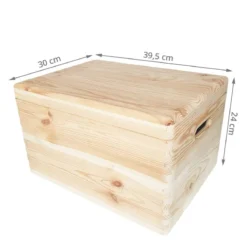 Caisse de rangement en pin FSC avec couvercle L