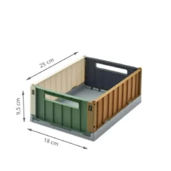 2 caisses pliables en plastique bleu et vert S