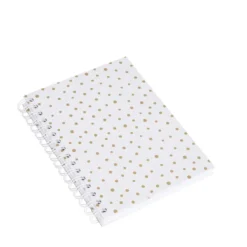 Carnet A5 à spirales blanc à pois dorés