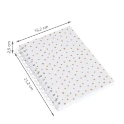 Carnet A5 à spirales blanc à pois dorés