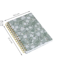Carnet A5 à spirales dorées à fleurs