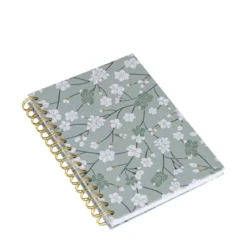 Carnet A5 à spirales dorées à fleurs