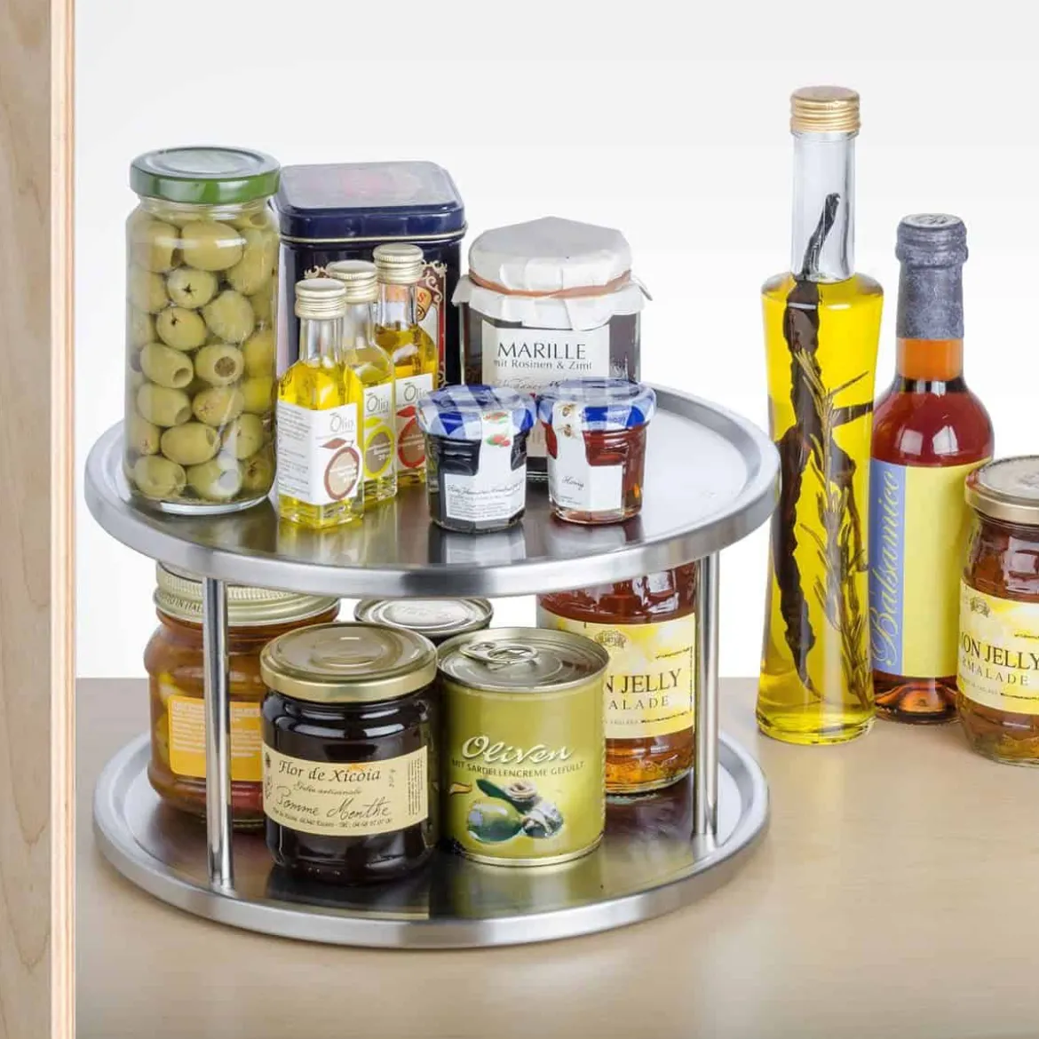Carrousel de cuisine en inox à 2 niveaux