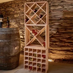 Casier à bouteilles de vin en pin à 4 compartiments