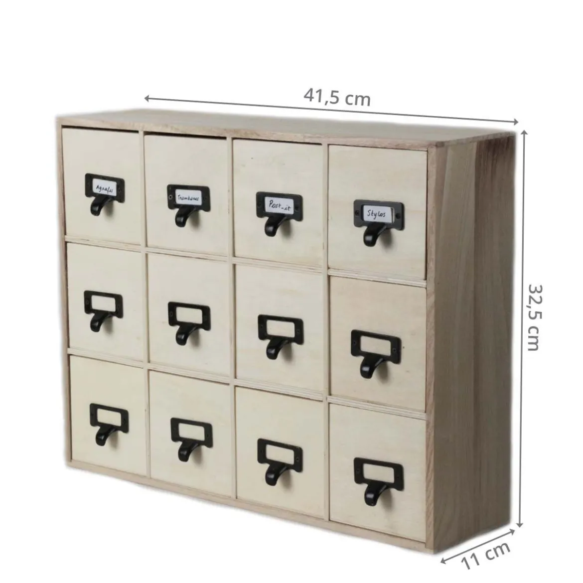 Casier en bois à 12 tiroirs