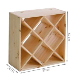 Casier à vin en pin avec 12 compartiments