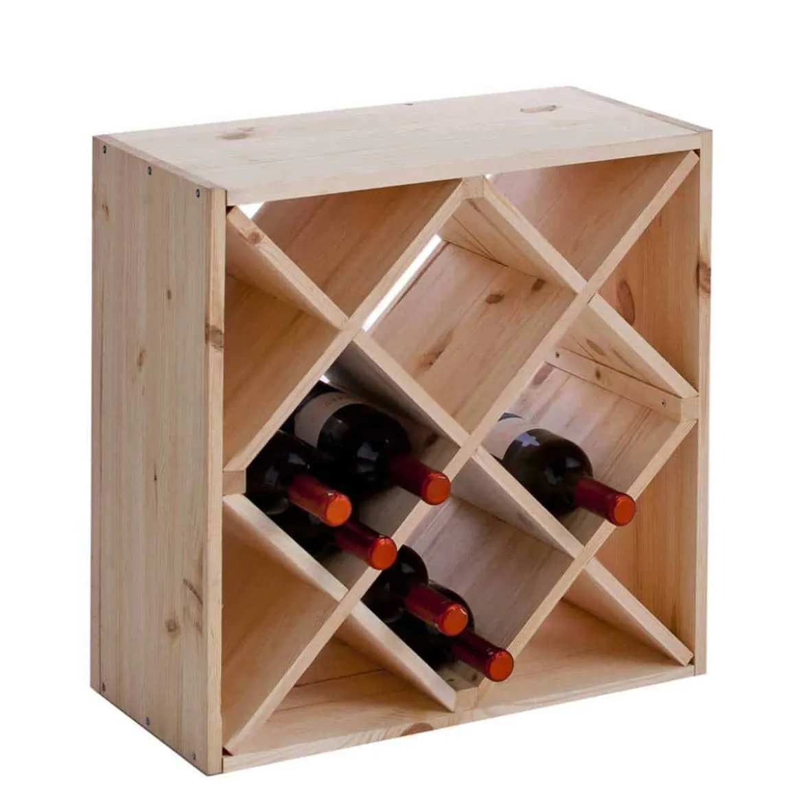 Casier à vin en pin avec 12 compartiments