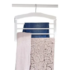 Cintre en bois blanc pour 4 pantalons
