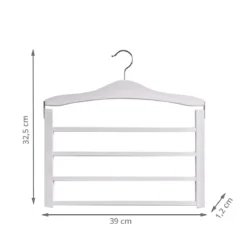 Cintre en bois blanc pour 4 pantalons