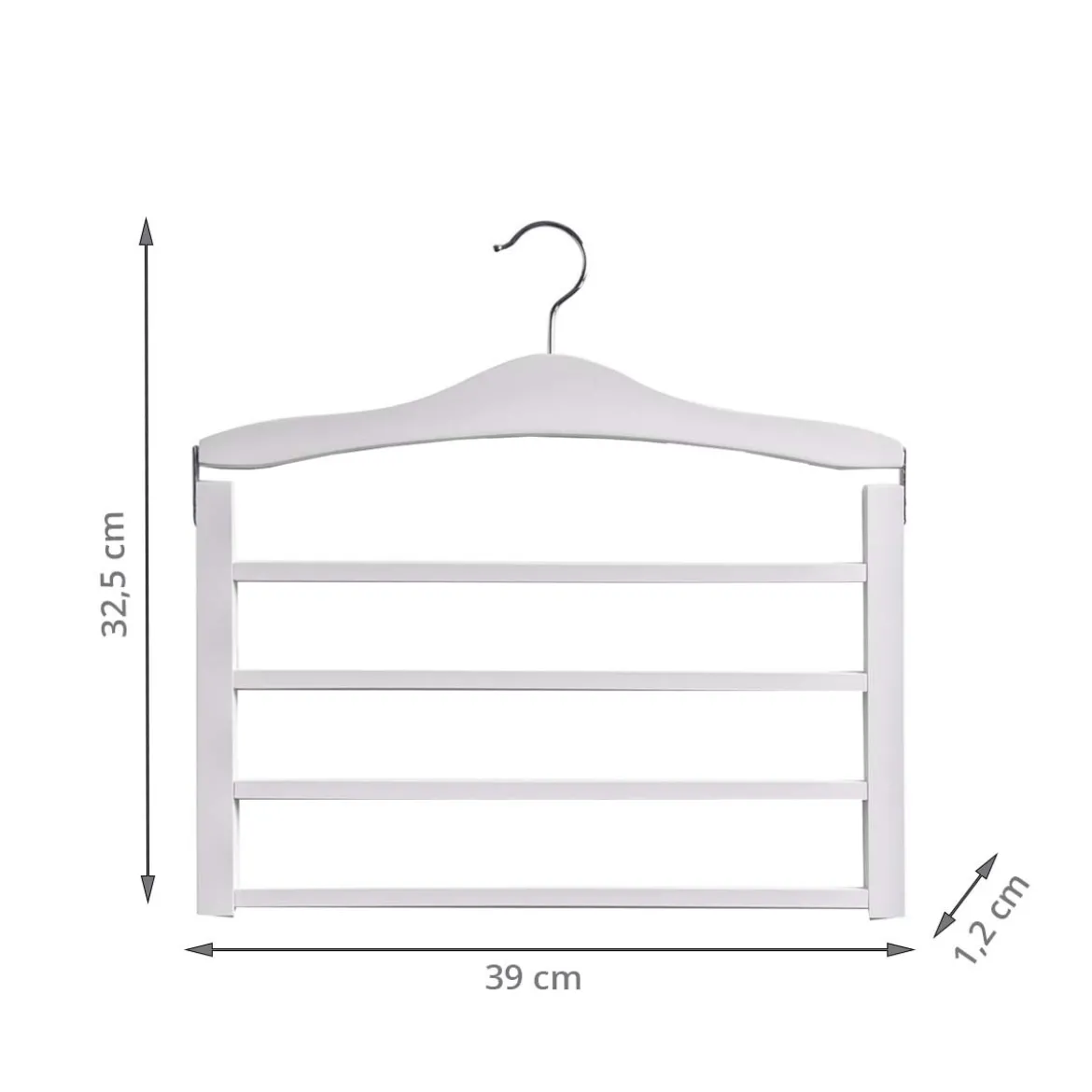 Cintre en bois blanc pour 4 pantalons