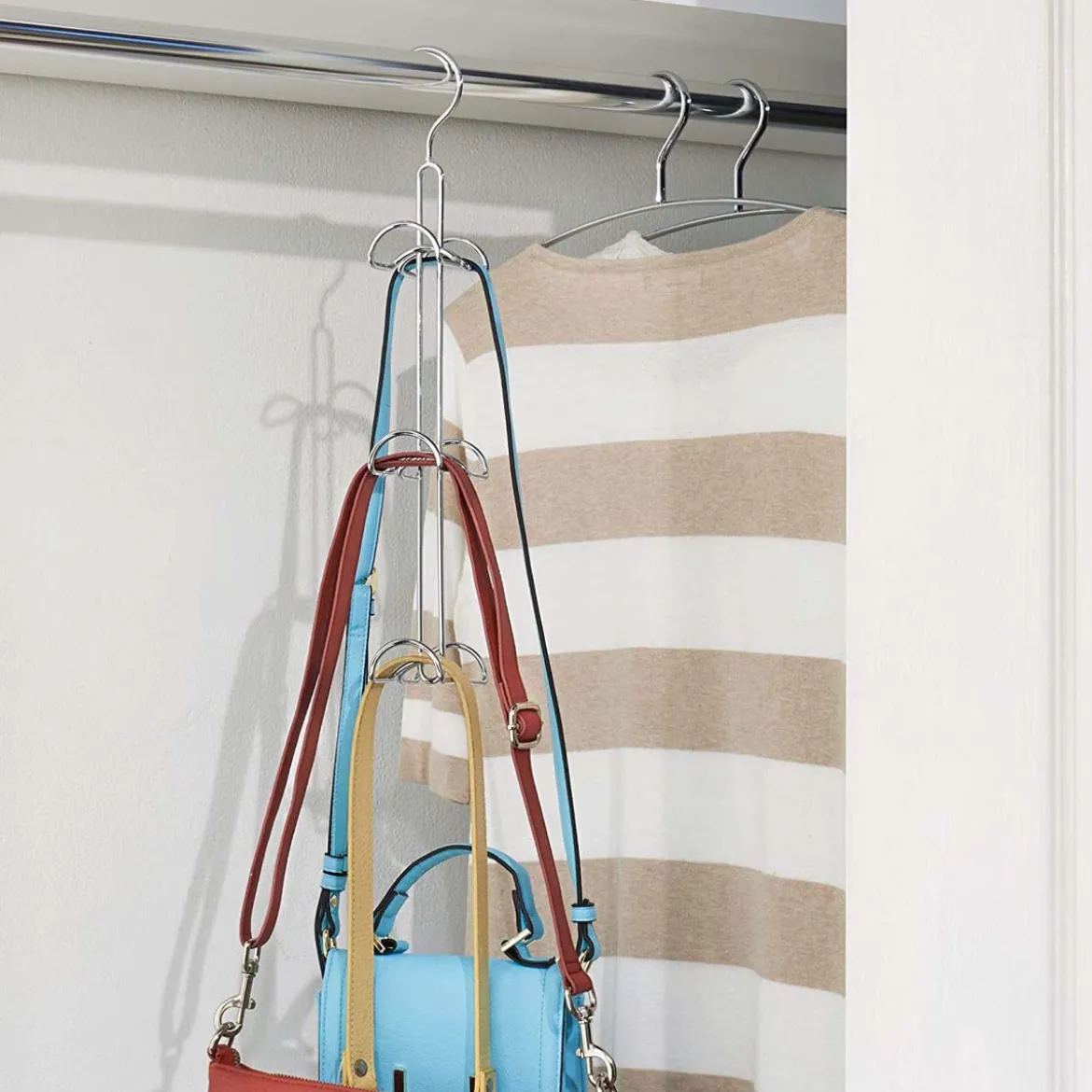 Cintre porte sacs en métal chromé