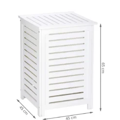 Coffre à linge sale en bois blanc