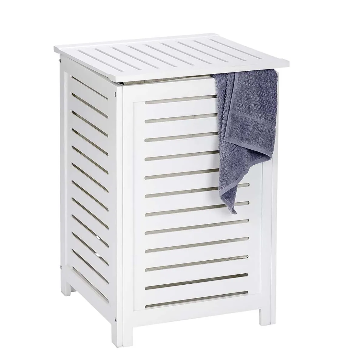 Coffre à linge sale en bois blanc