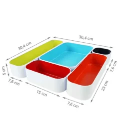 5 compartiments colorés en métal (hauts)