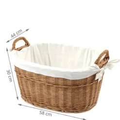 Corbeille à linge propre en osier doublé coton