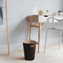 Corbeille à papier en bois noir