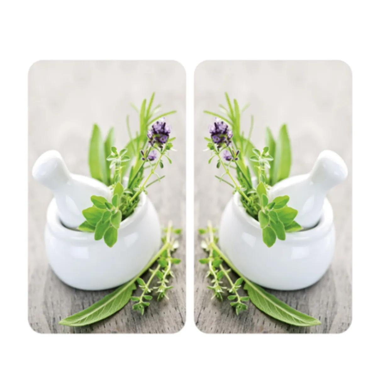 2 couvre-plaques de cuisson avec motif herbes aromatiques