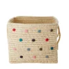 Cube de rangement en raphia à pois colorés