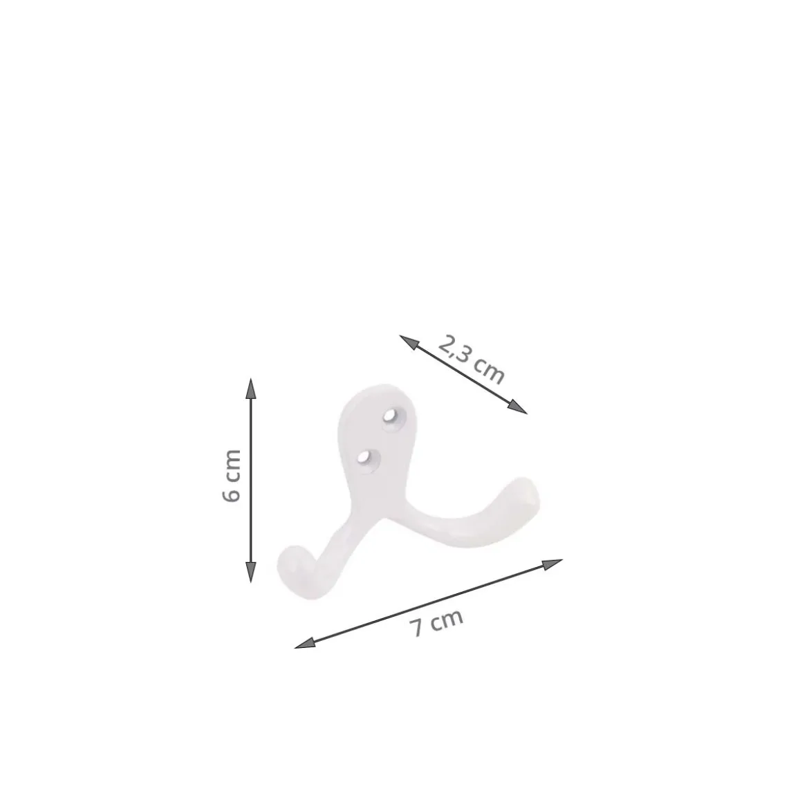 Double crochet en métal blanc Lot de 2