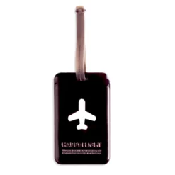 Etiquette de bagage rectangulaire en plastique noir