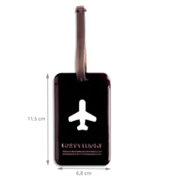 Etiquette de bagage rectangulaire en plastique noir