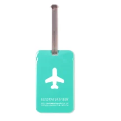 Etiquette de bagage rectangulaire en plastique turquoise
