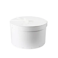 Grande boîte à chapeau blanche avec ruban blanc (L)
