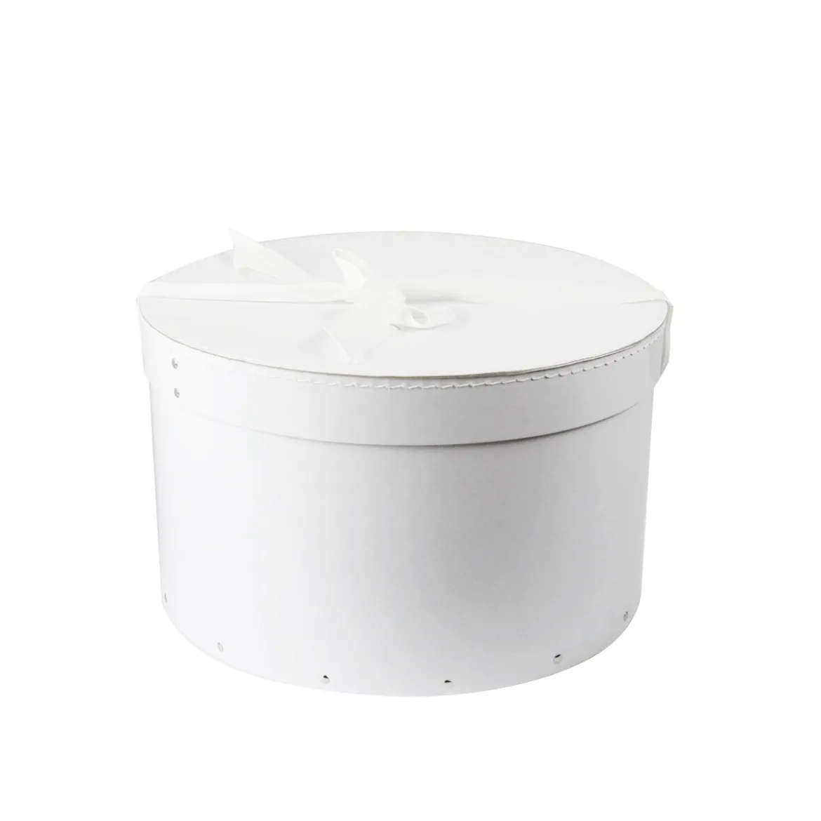 Grande boîte à chapeau blanche avec ruban blanc (L)
