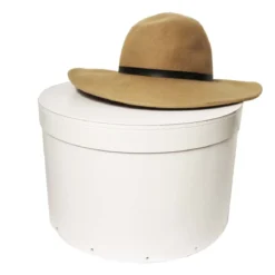 Grande boîte à chapeau blanche avec ruban blanc (L)
