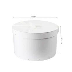 Grande boîte à chapeau blanche avec ruban blanc (L)