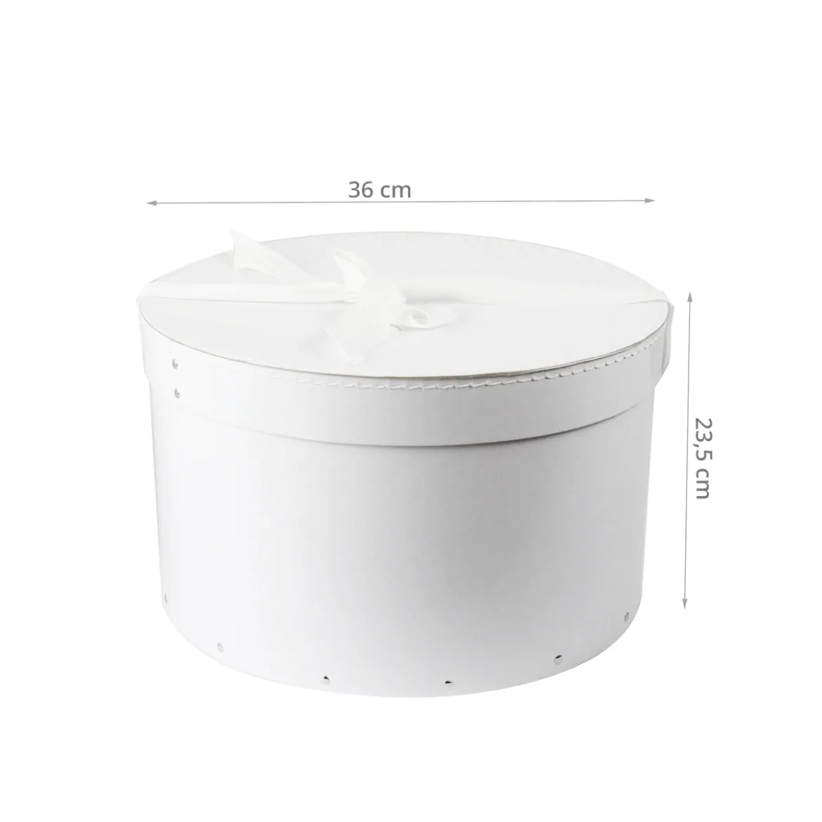 Grande boîte à chapeau blanche avec ruban blanc (L)