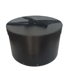 Grande boîte à chapeaux noire avec ruban (L)