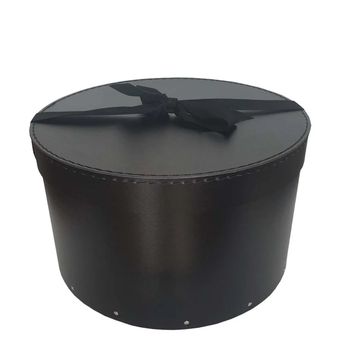 Grande boîte à chapeaux noire avec ruban (L)