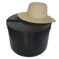 Grande boîte à chapeaux noire avec ruban (L)