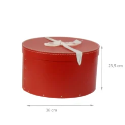 Grande boîte à chapeaux rouge avec ruban blanc (L)