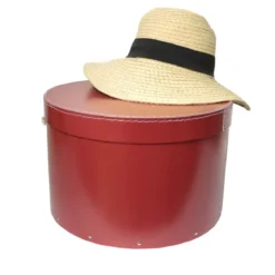 Grande boîte à chapeaux rouge avec ruban blanc (L)