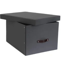Grande boîte de rangement en carton gris anthracite