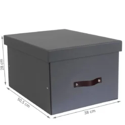 Grande boîte de rangement en carton gris anthracite