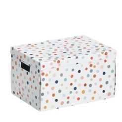 Grande boîte de rangement à pois format A4