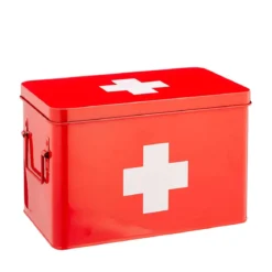 Grande boîte à pharmacie en métal rouge